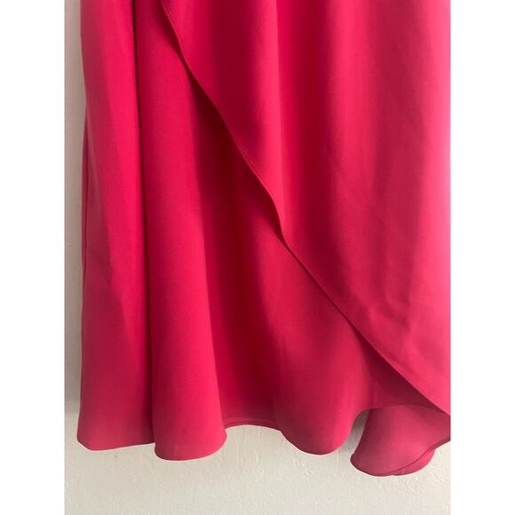 Trina Turk XS Dress Dark Pink One Shoulder Satisfied Shift Ruffle Crepe Amo NEW - Picture 5 of 9